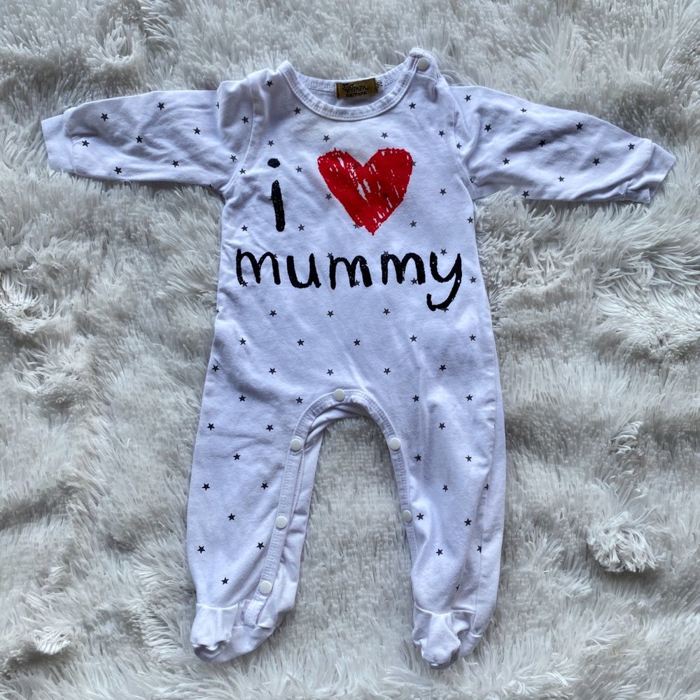 CATPAPA White Red I  Love Mummy One Piece Bodysuit 70CM
